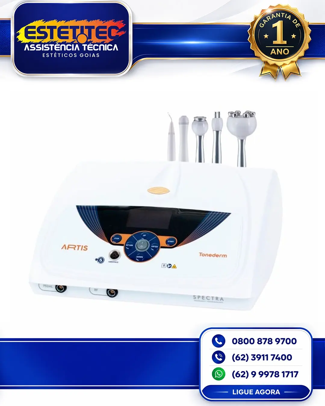 REPARO DE TONEDERM SPECTRA ARTIS RF RC LED BRASÍLIA